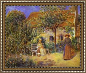 Scene Framed Paintings - Garden Scene in Britanny by Pierre Auguste Renoir