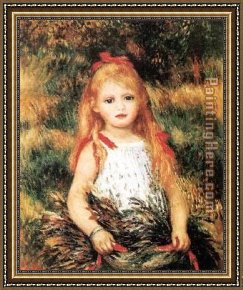 Auguste Framed Paintings - Girl With Sheaf Of Corn by Pierre Auguste Renoir