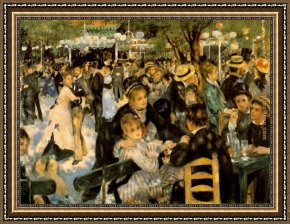 Auguste Framed Paintings - La Moulin de la Galette by Pierre Auguste Renoir