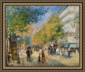 Les Moissonneurs 1888 Framed Paintings - Les Grands Boulevards by Pierre Auguste Renoir