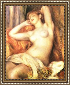 Auguste Framed Paintings - Sleeping Bather by Pierre Auguste Renoir