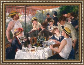 Auguste Framed Paintings - The Boating Party Lunch by Pierre Auguste Renoir