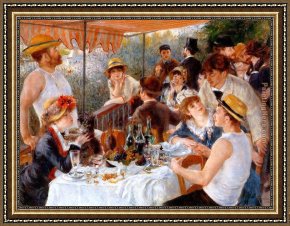 Auguste Framed Paintings - The Boating Party Lunch I by Pierre Auguste Renoir