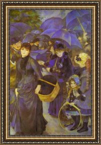 Auguste Framed Paintings - The Umbrellas by Pierre Auguste Renoir