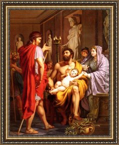 Comtesse De Tillieres Framed Paintings - Themistocle, Banni D'Athenes, Se Rend Suppliant Chez Admete, Roi Des Molosses by Pierre Joseph Francois