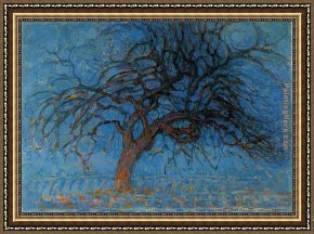 Pear Tree Framed Paintings - Avond Evening Red Tree by Piet Mondrian