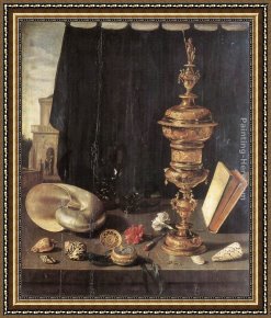 The Titan's Goblet Framed Paintings - Still Life with Great Golden Goblet by Pieter Claesz