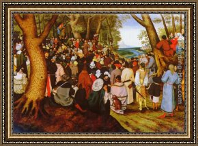 The Vision of Saint John Framed Paintings - A LandScape With Saint John The Baptist Preaching by Pieter the Younger Brueghel