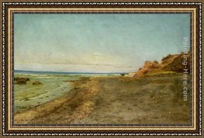 The Colosseum Rome Framed Paintings - The Shore of Maccarese Near Fregene Rome by Pietro Barucci