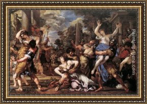 Pietro Longhi Framed Paintings - The Rape of the Sabine Women by Pietro da Cortona
