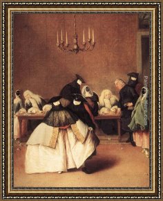 Pietro Longhi Framed Paintings - Il Ridotto by Pietro Longhi