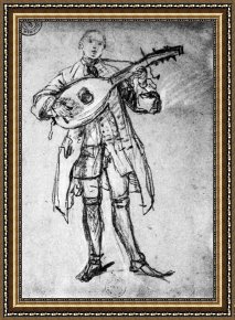 Pietro Longhi Framed Paintings - Lute Player by Pietro Longhi