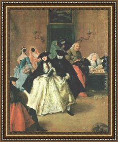 Pietro Longhi Framed Paintings - The Ridotto by Pietro Longhi