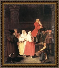 Pietro Longhi Framed Paintings - The Soothsayer by Pietro Longhi