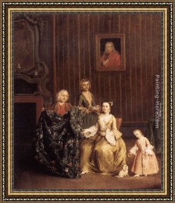 Pietro Longhi Framed Paintings - The Tailor by Pietro Longhi