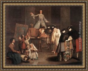 Pietro Longhi Framed Paintings - The Tooth Puller by Pietro Longhi