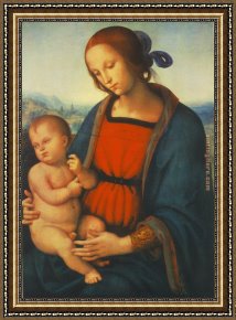 Sleeping Child Framed Paintings - Madonna with Child by Pietro Perugino