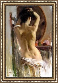 A Peasant Family Gathered Around The Kitchen Table Framed Paintings - DRESSING TABLE by Pino