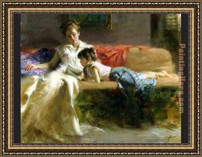 Interior Model Reading Framed Paintings - Late Night Reading by Pino