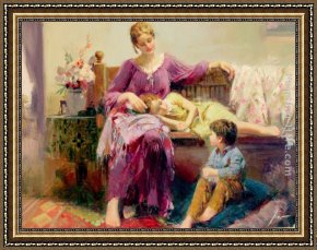 Childhood Sweethearts Framed Paintings - My Childhood Years by Pino