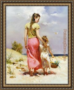 Woodland Walk Framed Paintings - Seaside Walk by Pino