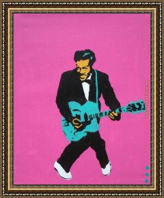 Allegory of Arts Framed Paintings - chuck berry on pink by Pop art