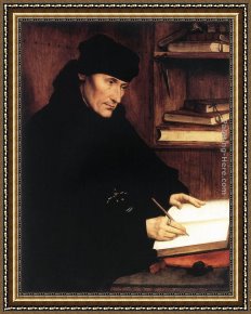 Massys Framed Paintings - Portrait of Erasmus of Rotterdam by Quentin Massys