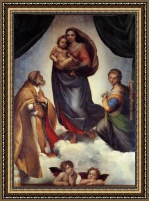 Madonna with The Rosary Framed Paintings - The Sistine Madonna by Raphael