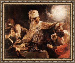 Rembrandt Framed Paintings - Belshazzar's Feast by Rembrandt