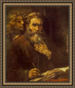 Rembrandt Framed Paintings - Evangelist Matthew by Rembrandt