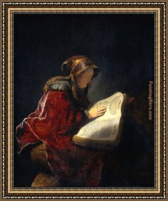 Rembrandt Framed Paintings - Rembrandt's Mother The Prophetess Anna by Rembrandt
