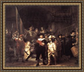 Rembrandt Framed Paintings - Rembrandt night watch by Rembrandt