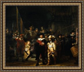 Rembrandt Framed Paintings - rembrandt nightwatch painting by Rembrandt