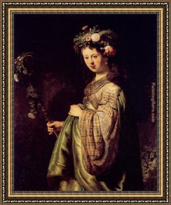Rembrandt Framed Paintings - Saskia As Flora by Rembrandt