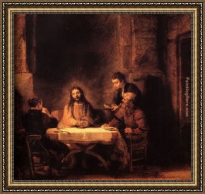 Rembrandt Framed Paintings - Supper at Emmaus by Rembrandt