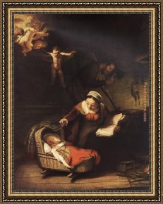 Rembrandt Framed Paintings - The Holy Family with Angels by Rembrandt