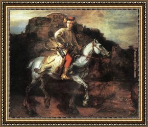 Rembrandt Framed Paintings - The Polish Rider by Rembrandt