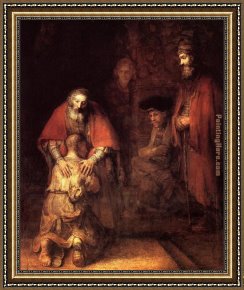 Rembrandt Framed Paintings - The Return of the Prodigal Son by Rembrandt