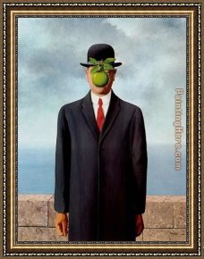 Rene Magritte Framed Paintings - The Son of Man by Rene Magritte