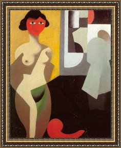 Rene Magritte Framed Paintings - Woman Bathing by Rene Magritte