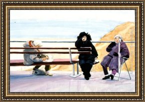 Rhoda Framed Paintings - December, Brighton Beach by Rhoda Yanow