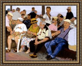 Rhoda Framed Paintings - Lively Conversation by Rhoda Yanow