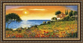 Welsh Coast Framed Paintings - Sunlight Coast by Richard Leblanc