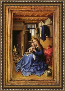 Interior Model Reading Framed Paintings - Virgin and Child in an Interior by Robert Campin