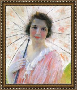 Reid Framed Paintings - Lady with a Parasol by Robert Reid