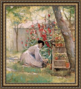 Reid Framed Paintings - Tending the Garden by Robert Reid