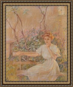 Reid Framed Paintings - The Garden Seat by Robert Reid