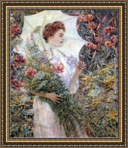 Reid Framed Paintings - The White Parasol by Robert Reid