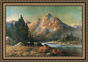 Evening Mood Framed Paintings - Evening in the Tetons by Robert Wood