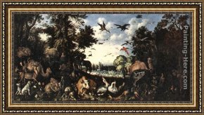 Paradise Framed Paintings - The Paradise by Roelandt Jacobsz Savery